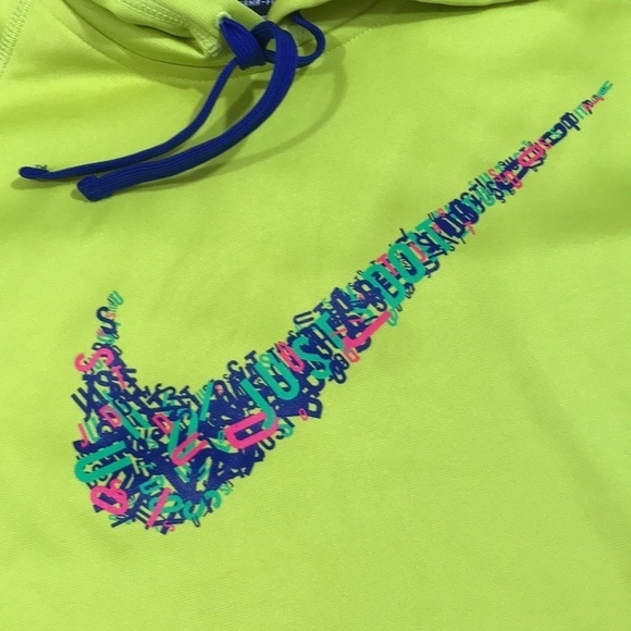 Nike Bright Yellow Pull Over Hoodie with Kangaroo Pocket Therma-fit  size M - Picture 4 of 14